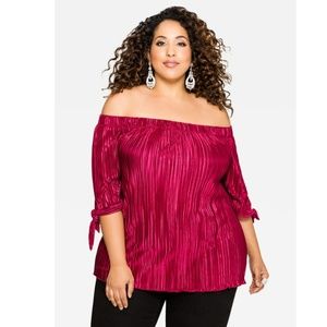 Ashley Stewart burgundy off the shoulder top